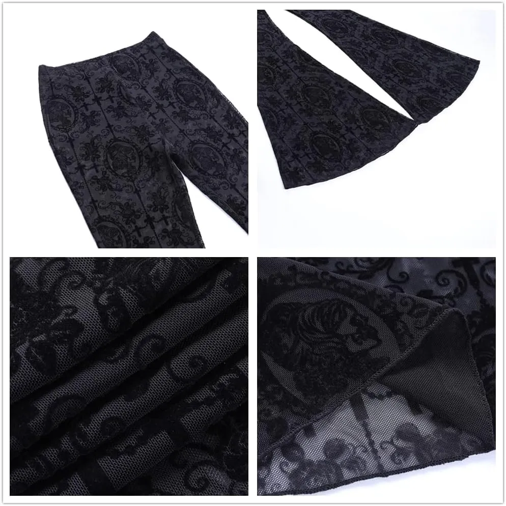 Gothic Black Pants Grunge Bottoms High Waisted Boho Hippie