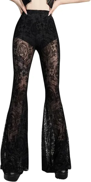 Gothic Black Pants Grunge Bottoms High Waisted Boho Hippie