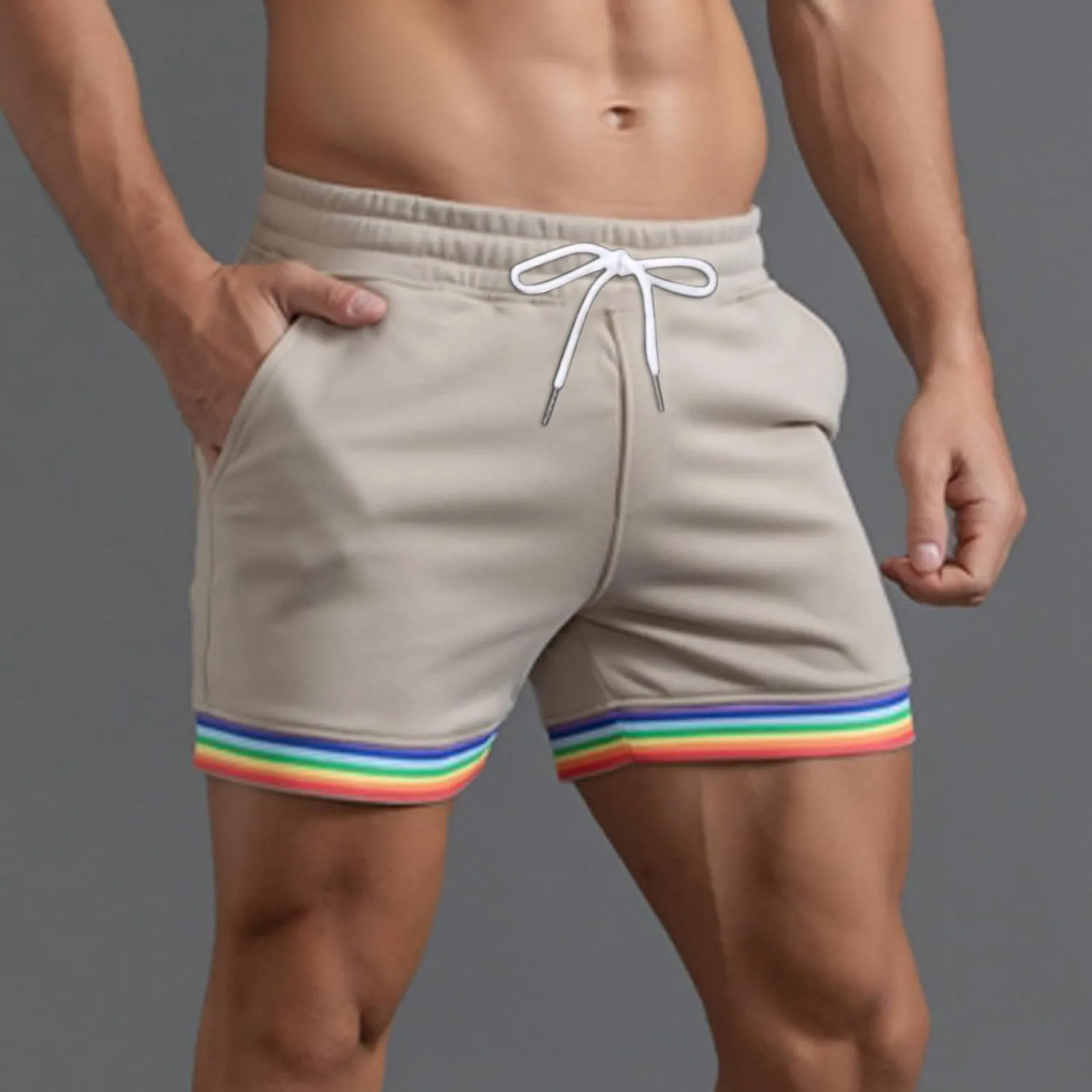 Gym Shorts for Men Slim-Fit Elastic Beach Shorts Gym Basketball Lightweight Classic Regular Activewear Pants