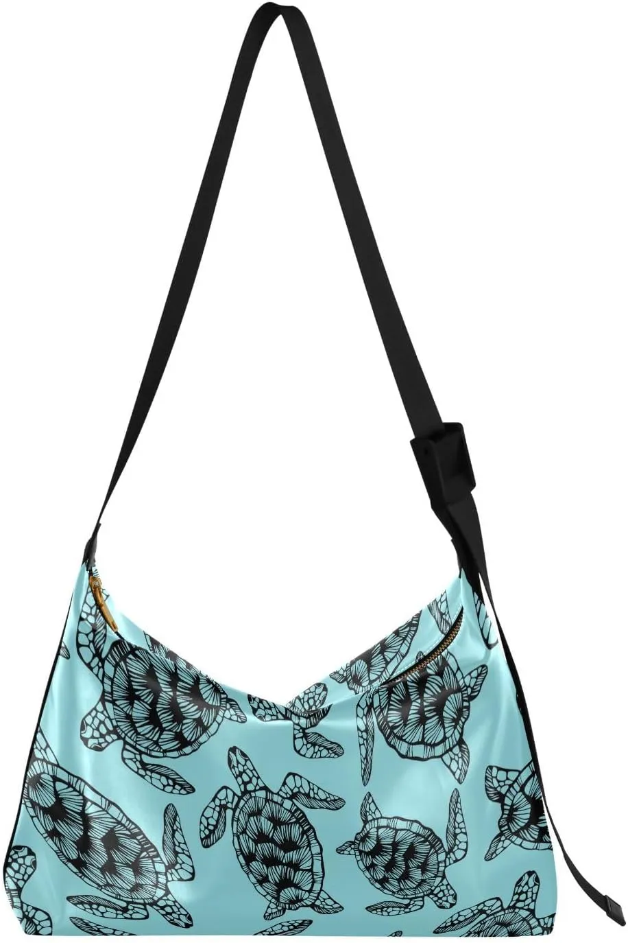 Hand Drawn Sea Turtles Hobo Crossbody Bags for Women Leather Large Shoulder Bag Cross Body Trendy Womens Tote Bags Handbag for Travel Shopping
