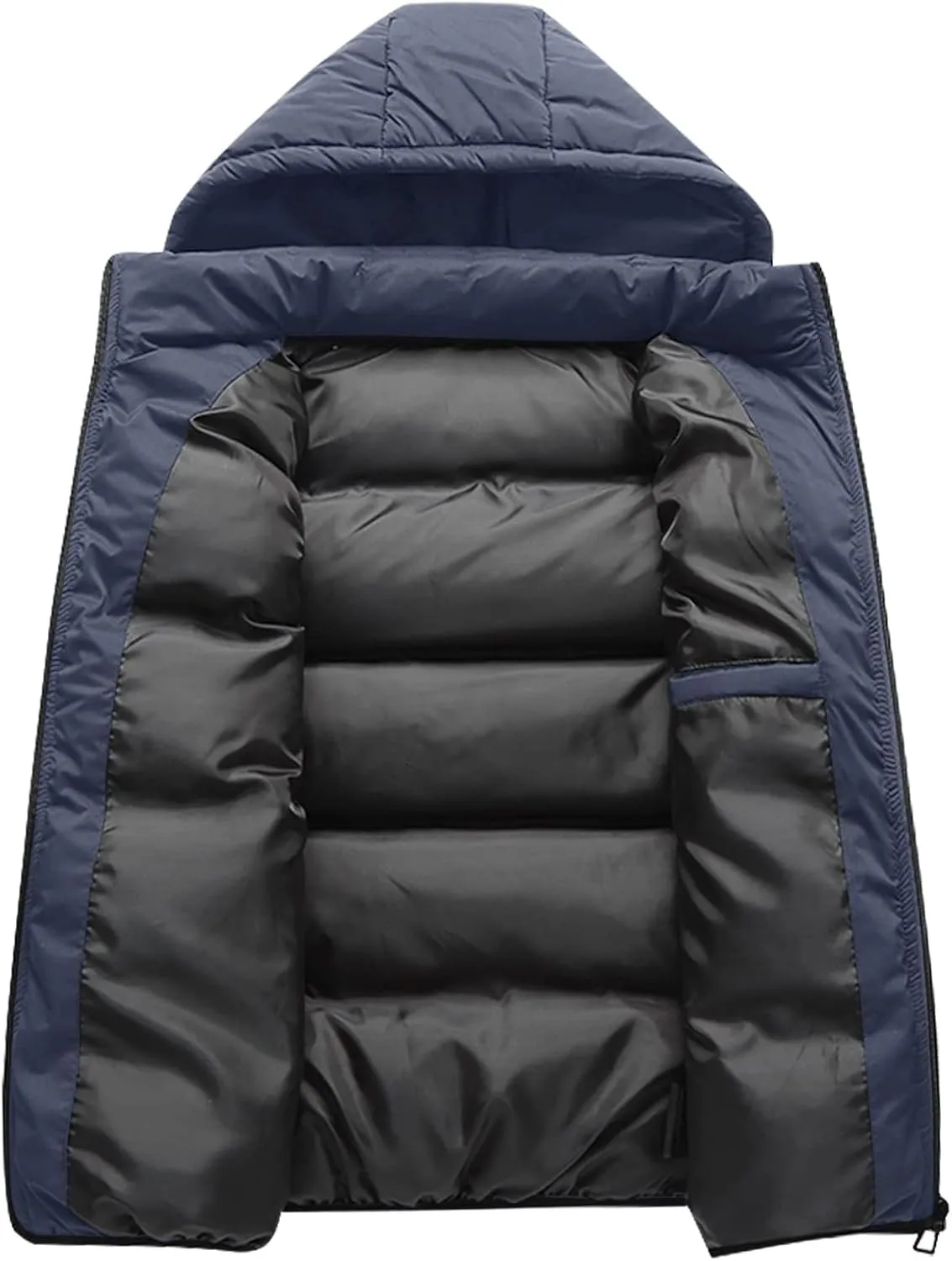 hathne Men's Winter Puffer Vest Sleeveless Warm Zipper Lightweight Jacket Vest with Removable Hood