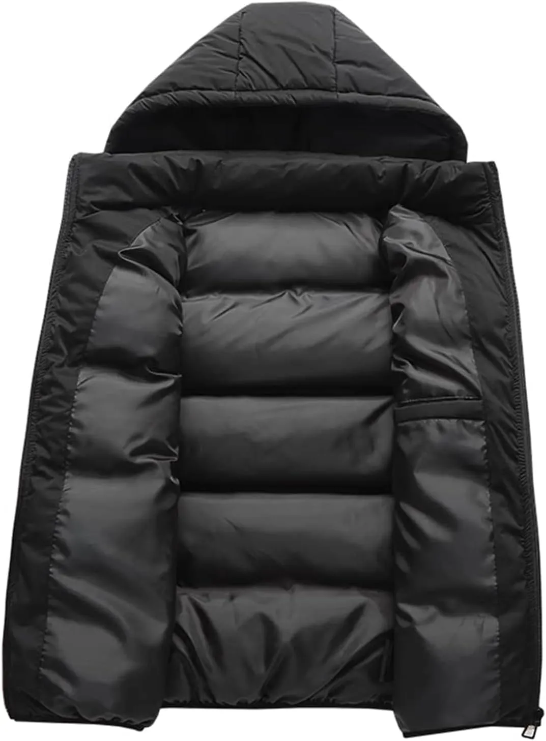 hathne Men's Winter Puffer Vest Sleeveless Warm Zipper Lightweight Jacket Vest with Removable Hood