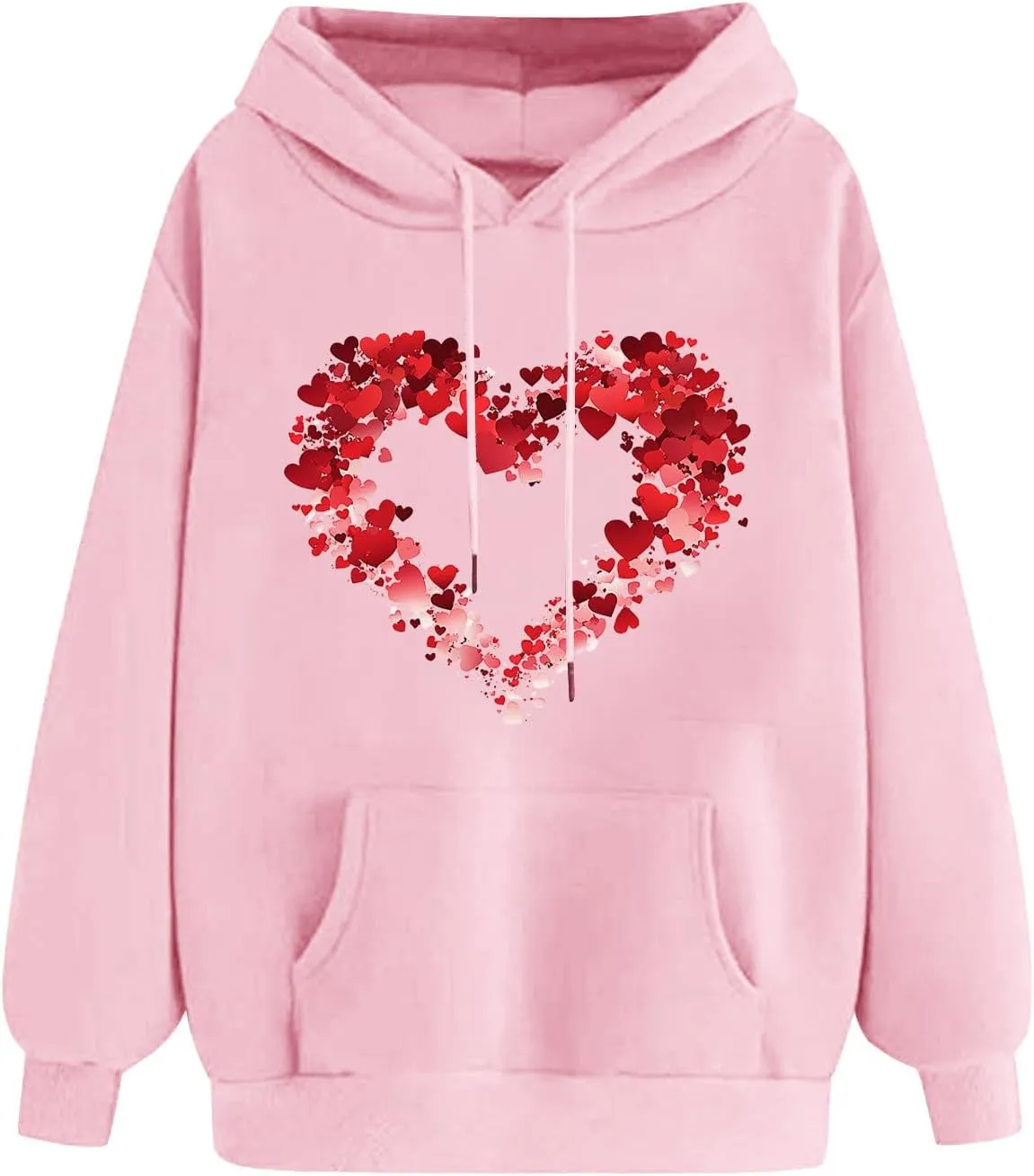Heart Graphic Hoodies for Women Cute Long Sleeve Valentines Sweatshirts Trendy Comfy Hooded Pullover with Pockets