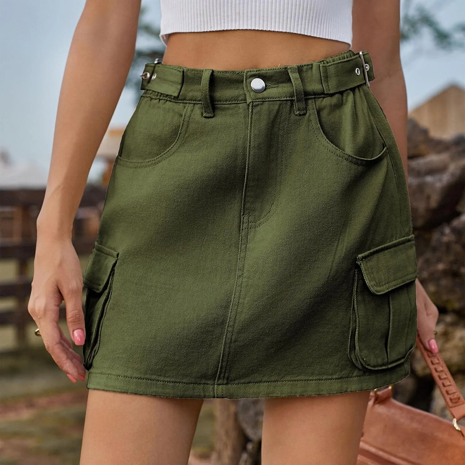 High Waisted Maxi Skirts for Women Lace Up Long Skirt Plus Size Summer Skirts Ankle Length Straight Skirt with Pocket