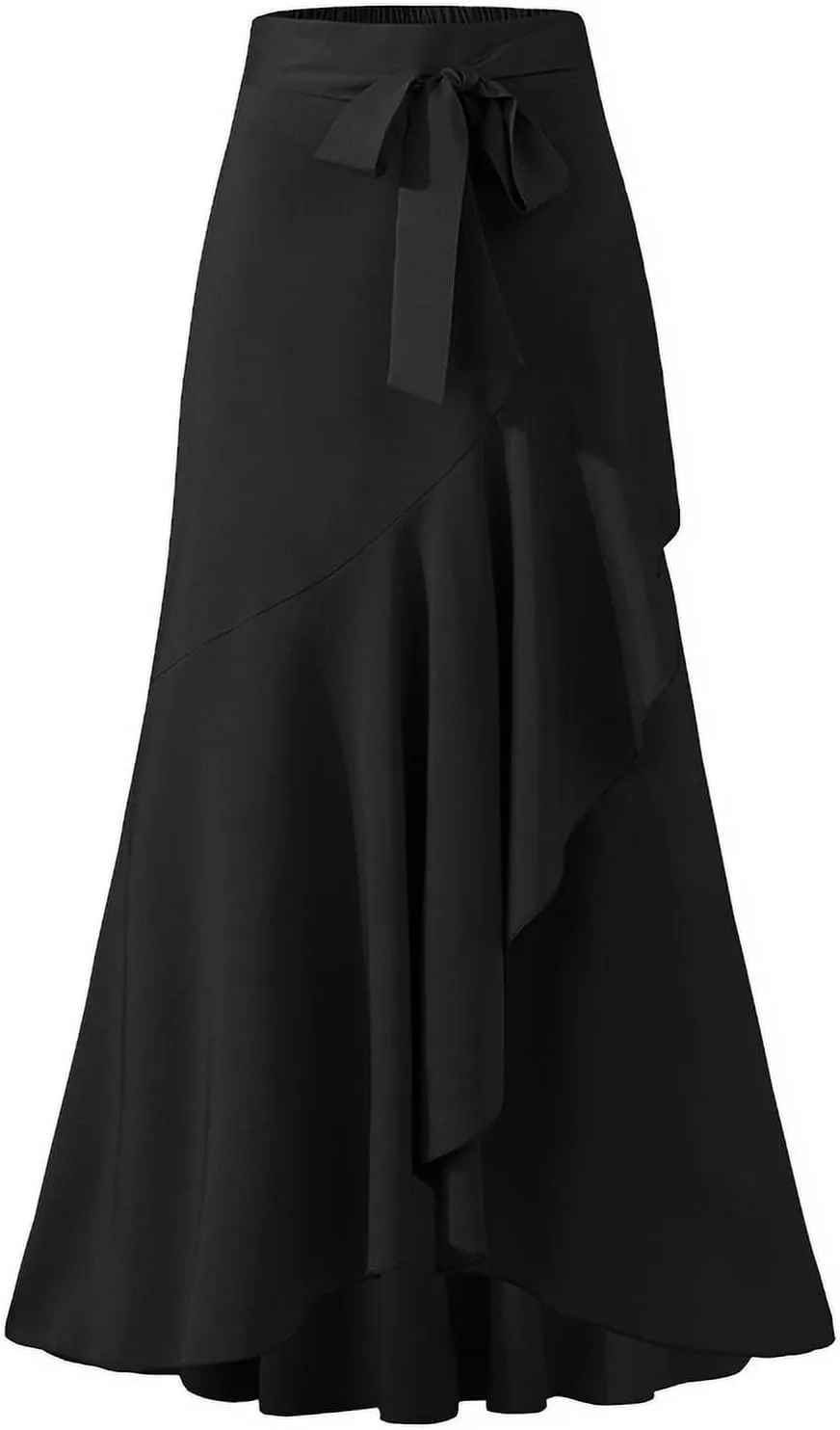 High Waisted Skirt for Women Ruffle Hem Elastic Business Casual Skirts Mermaid Maxi Skirts Tie Front Wedding Skirts