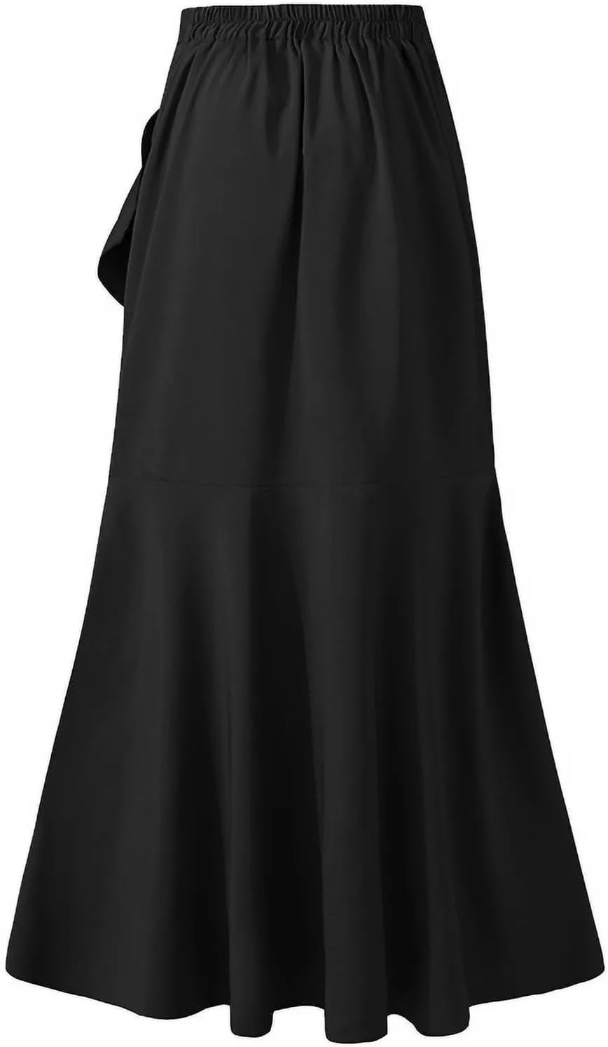 High Waisted Skirt for Women Ruffle Hem Elastic Business Casual Skirts Mermaid Maxi Skirts Tie Front Wedding Skirts