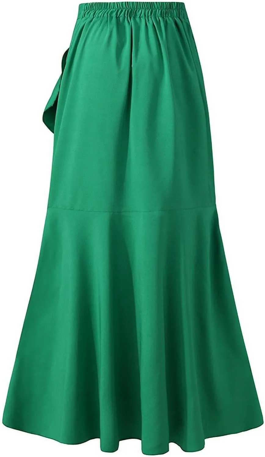 High Waisted Skirt for Women Ruffle Hem Elastic Business Casual Skirts Mermaid Maxi Skirts Tie Front Wedding Skirts