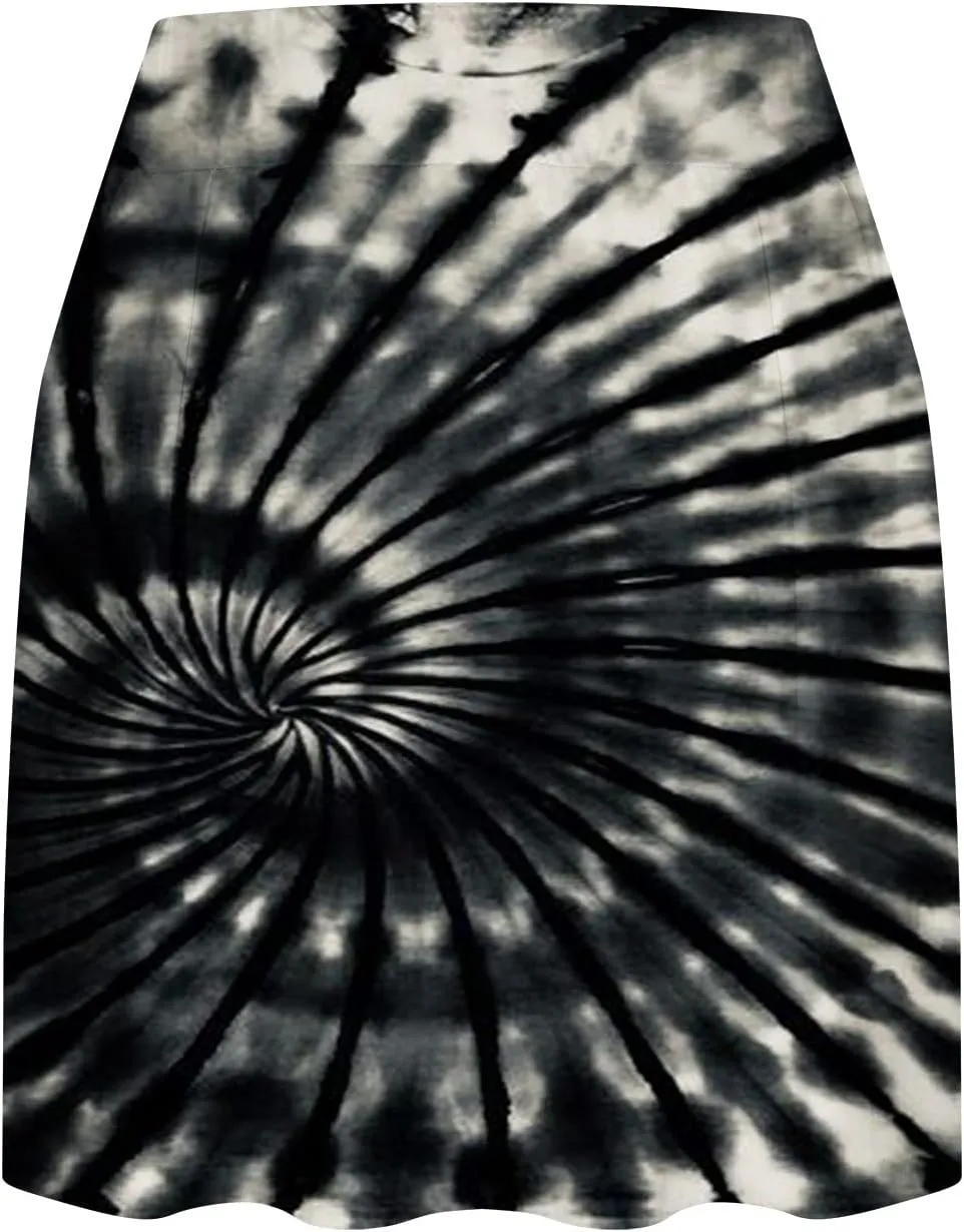 hlysgo Women's Athletic Workout Tennis Skorts Summer Trendy Tie-Dye Print High Waist Flowy Mini Skirt with Inner Shorts