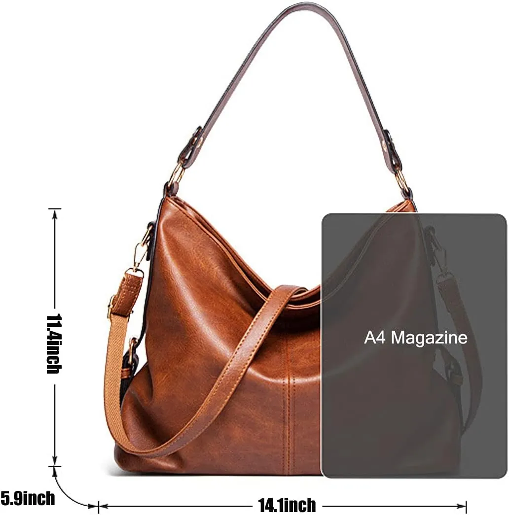Hobo Bags for Women PU Leather Purses and Handbags Top-Handle Shoulder Bags Crossbody Bag Detachable Shoulder Strap
