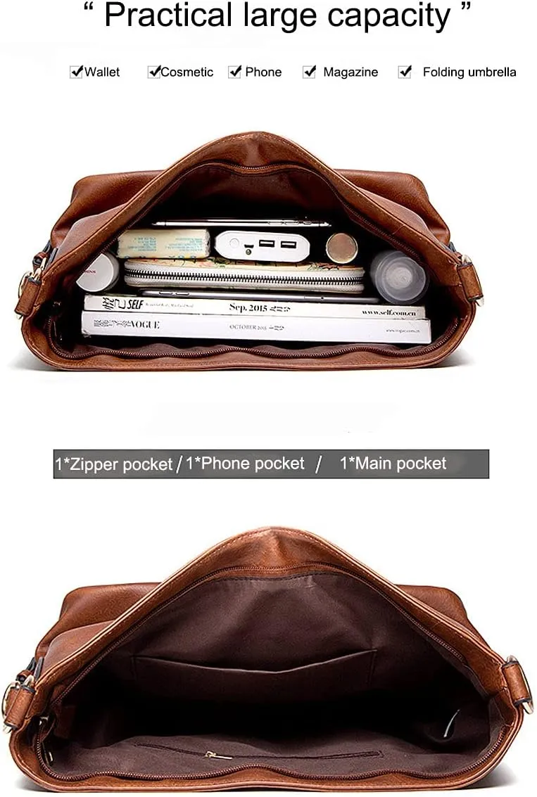 Hobo Bags for Women PU Leather Purses and Handbags Top-Handle Shoulder Bags Crossbody Bag Detachable Shoulder Strap