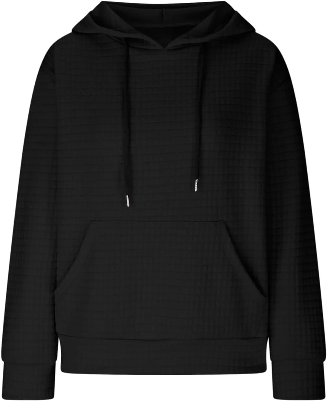 Hoodies for Women Casual Long Sleeve Waffle Sweatshirt Loose Drop Shoulder Pullover with Pocket Trendy Y2k Hoodie