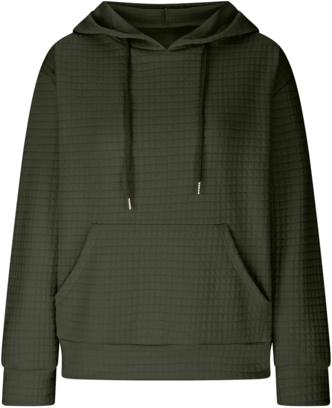 Hoodies for Women Casual Long Sleeve Waffle Sweatshirt Loose Drop Shoulder Pullover with Pocket Trendy Y2k Hoodie