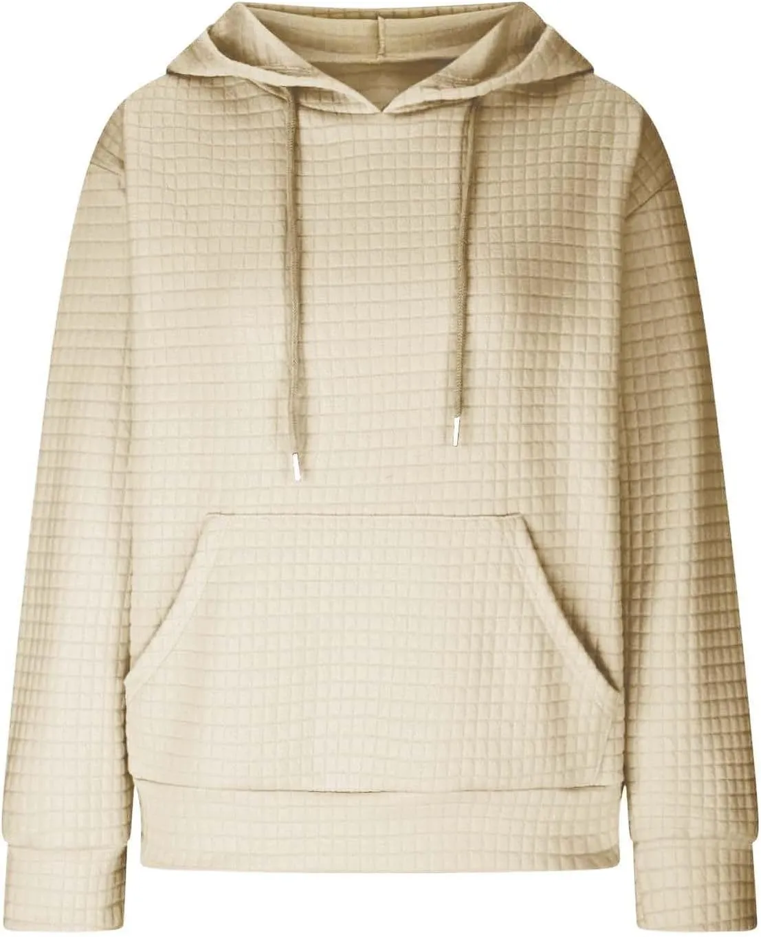 Hoodies for Women Casual Long Sleeve Waffle Sweatshirt Loose Drop Shoulder Pullover with Pocket Trendy Y2k Hoodie