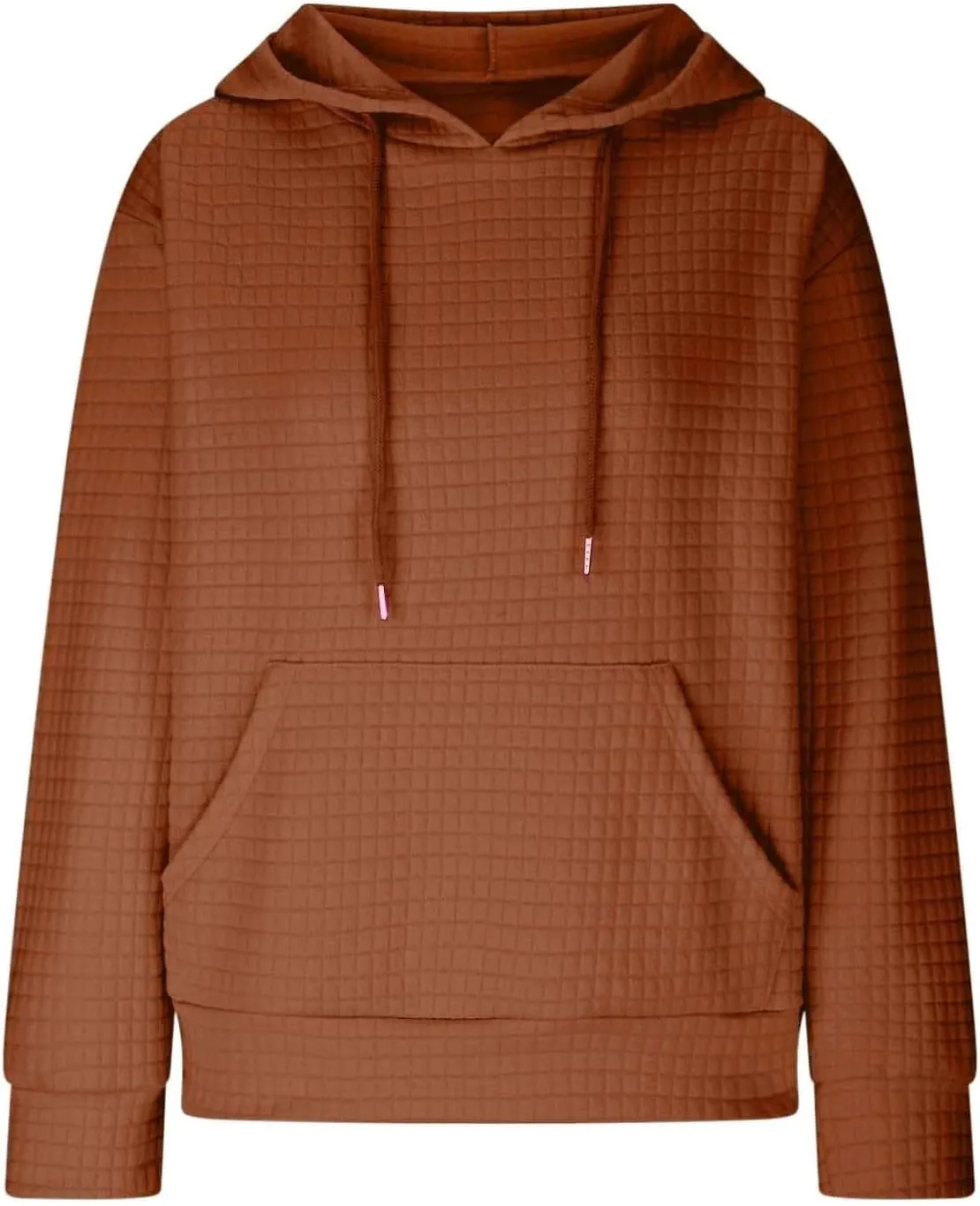 Hoodies for Women Casual Long Sleeve Waffle Sweatshirt Loose Drop Shoulder Pullover with Pocket Trendy Y2k Hoodie