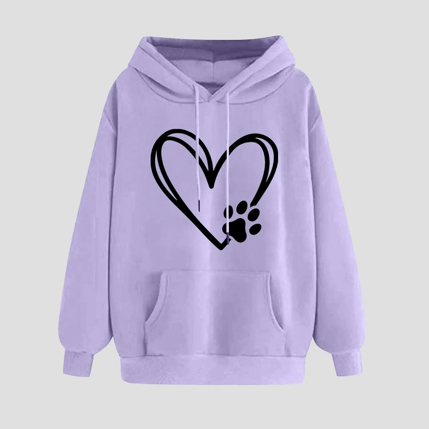 Hoodies for Women Long Sleeve Heart Print Graphic Tee Shirts Causal Fashion Drawstring Hooded Sweatshirts Gift Shirts