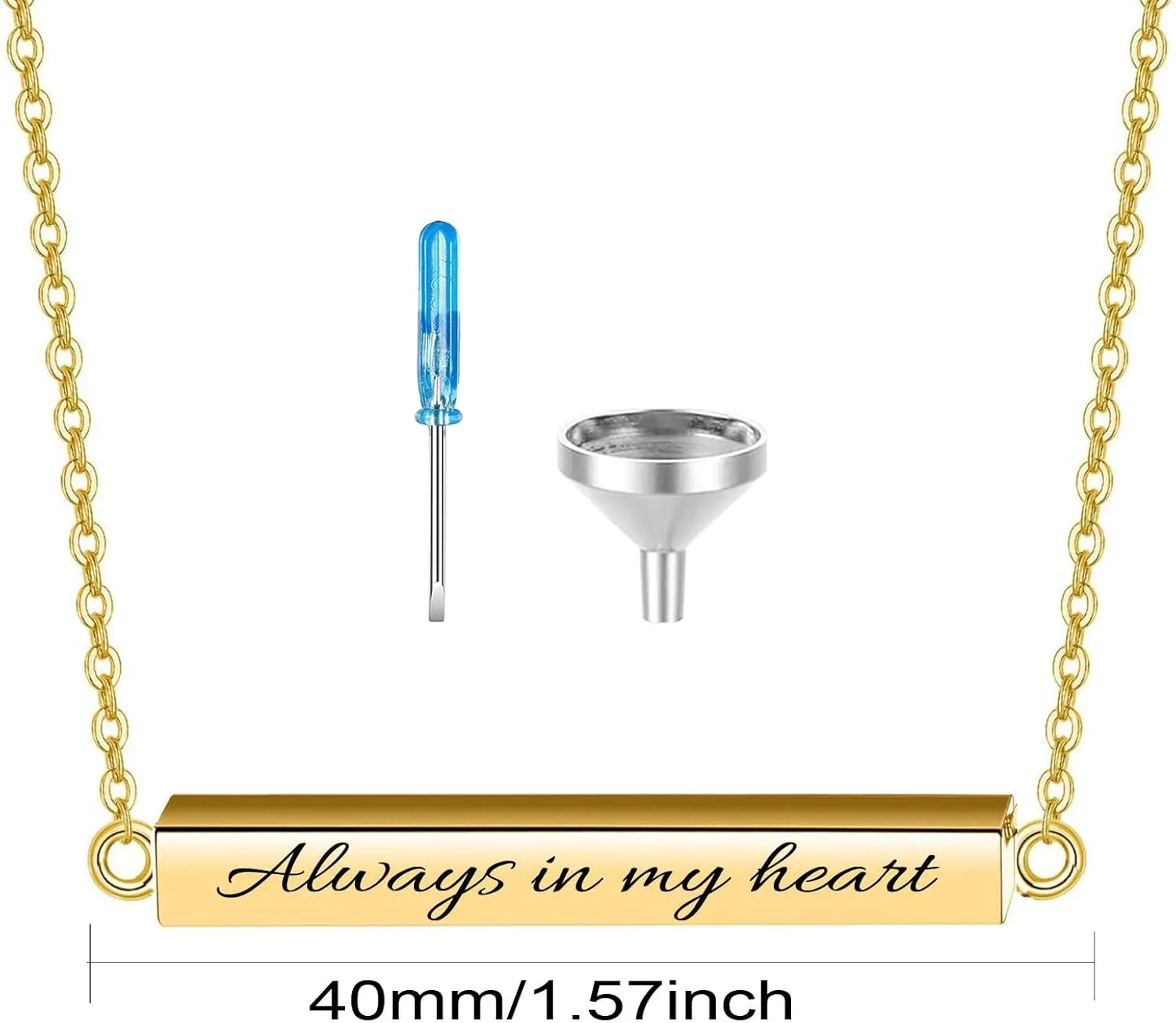 Horizontal Bar Urn Necklaces for Ashes for Women Stainless Steel Keepsake Memorial Cremation Jewelry Ashes Necklace Pendant