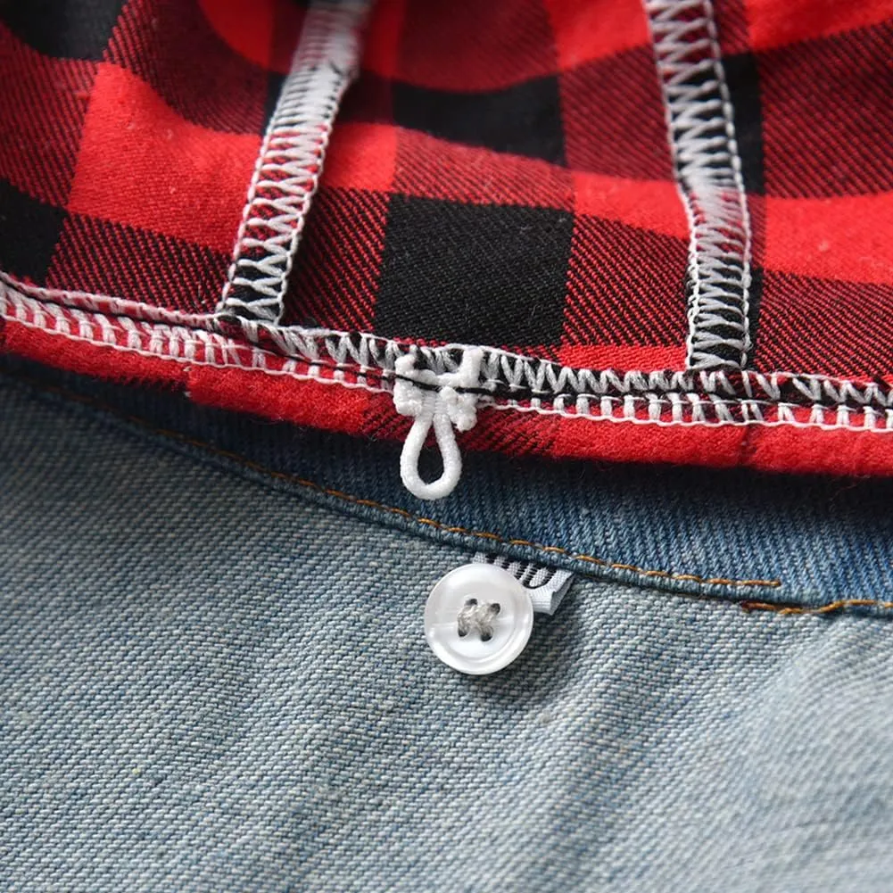 IDOPIP Toddler Kid Baby Boys Girls Denim Jacket Long Sleeve Button Down Jeans Coat Cowboy Overcoat Hoodie Casual Outwear