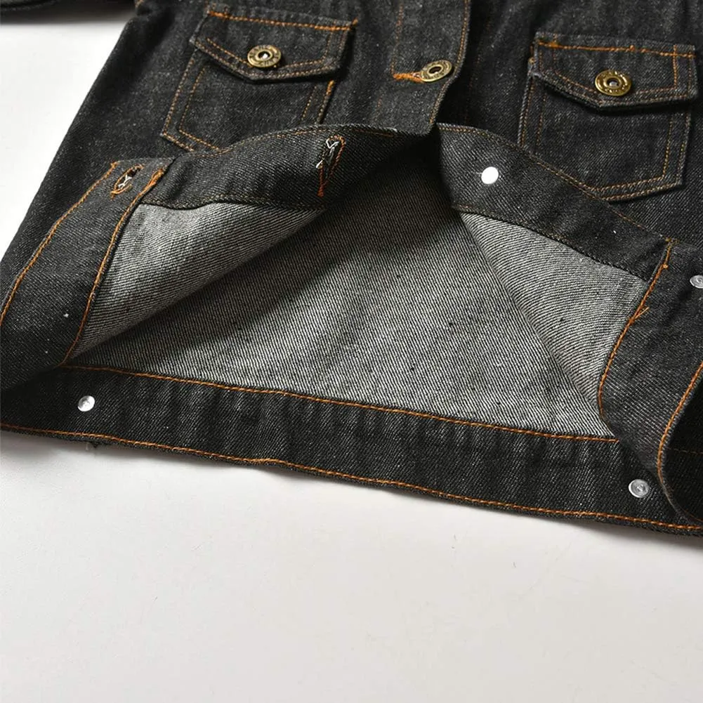 IDOPIP Toddler Kid Baby Boys Girls Denim Jacket Long Sleeve Button Down Jeans Coat Cowboy Overcoat Hoodie Casual Outwear