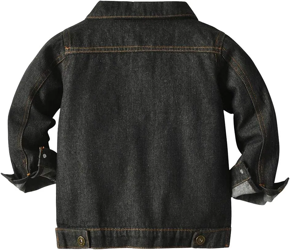 IDOPIP Toddler Kid Baby Boys Girls Denim Jacket Long Sleeve Button Down Jeans Coat Cowboy Overcoat Hoodie Casual Outwear