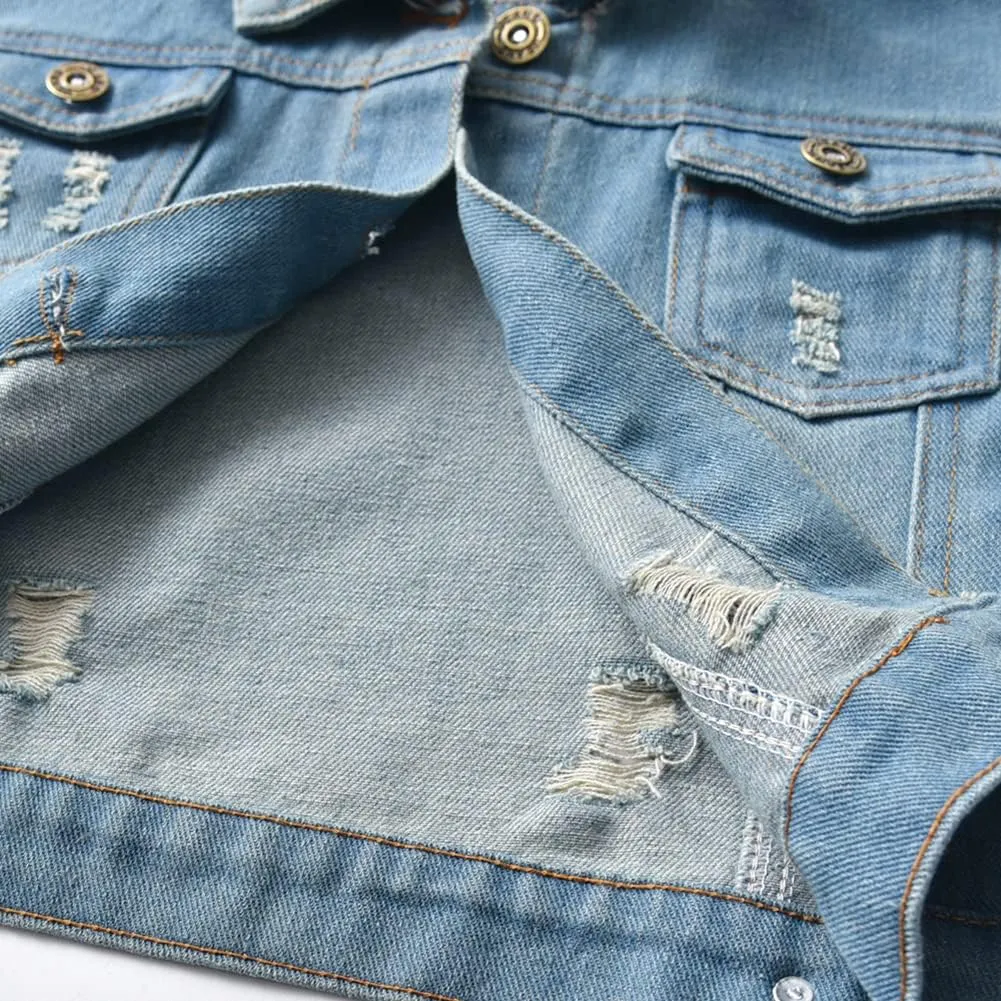 IDOPIP Toddler Kid Baby Boys Girls Denim Jacket Long Sleeve Button Down Jeans Coat Cowboy Overcoat Hoodie Casual Outwear