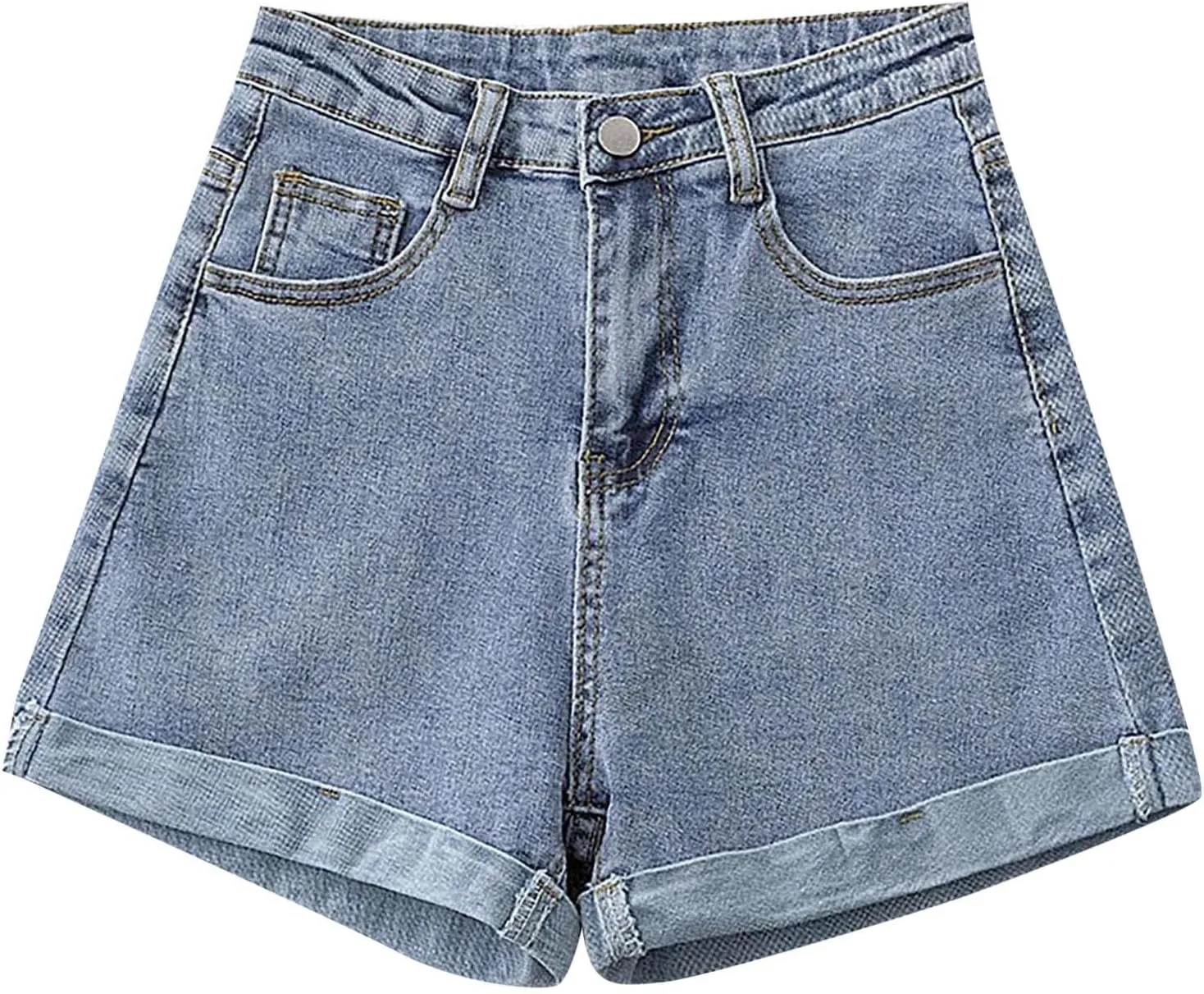 Jean Shorts for Women Summer Casual Loose Fit Elastic High Waisted Shorts Fashion Comfort Wide Leg Shorts with Pockets