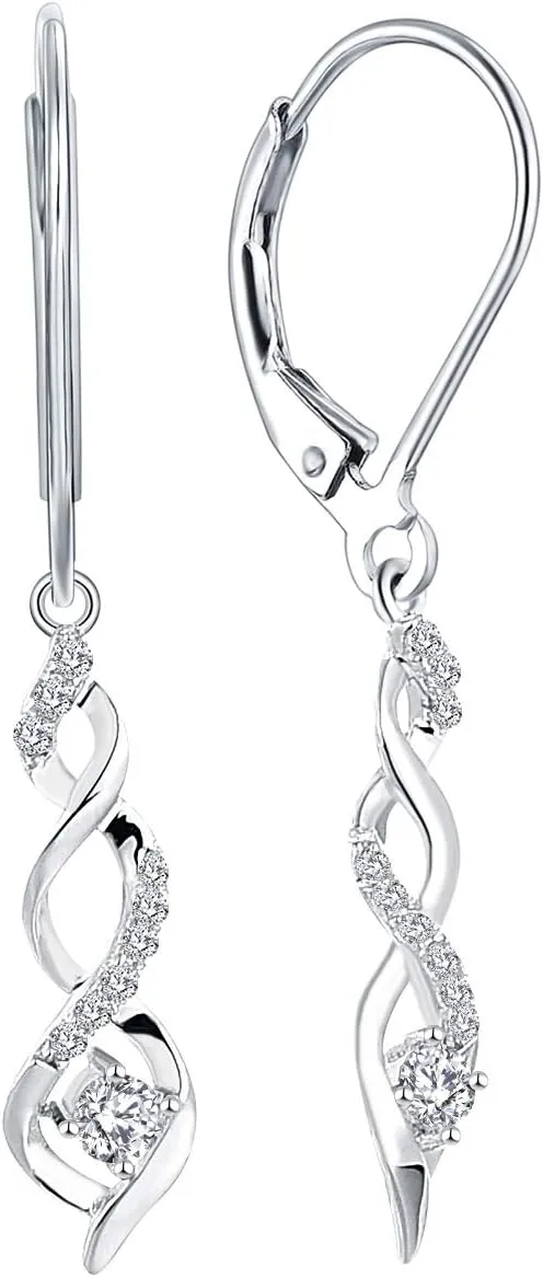 JO WISDOM 925 Sterling Silver Infinity Dangle & Drop Earrings with AAA Cubic Zirconia
