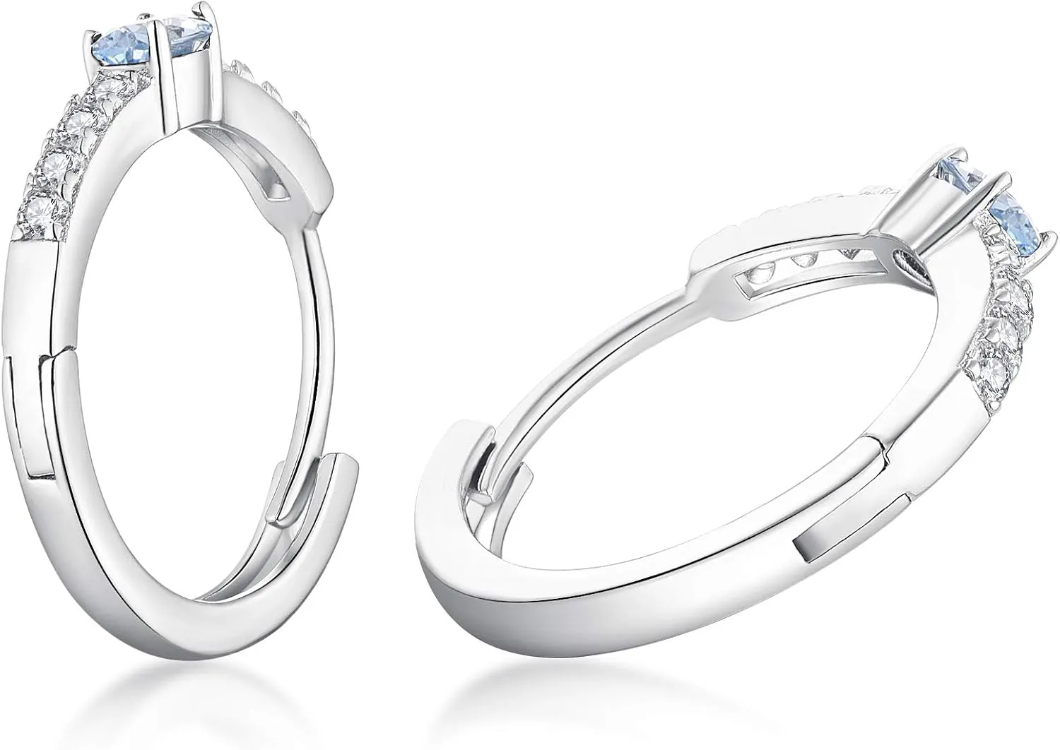 JO WISDOM Hoop Earrings,925 Sterling Silver AAA Cubic Zironia Hoop Earrings with White Gold Plated,Jewelry for Women