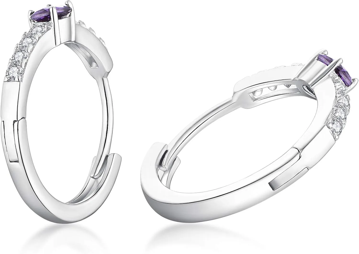JO WISDOM Hoop Earrings,925 Sterling Silver AAA Cubic Zironia Hoop Earrings with White Gold Plated,Jewelry for Women