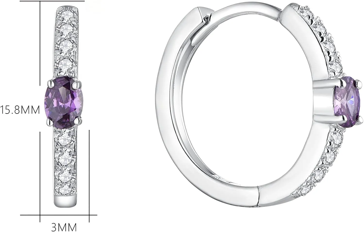 JO WISDOM Hoop Earrings,925 Sterling Silver AAA Cubic Zironia Hoop Earrings with White Gold Plated,Jewelry for Women