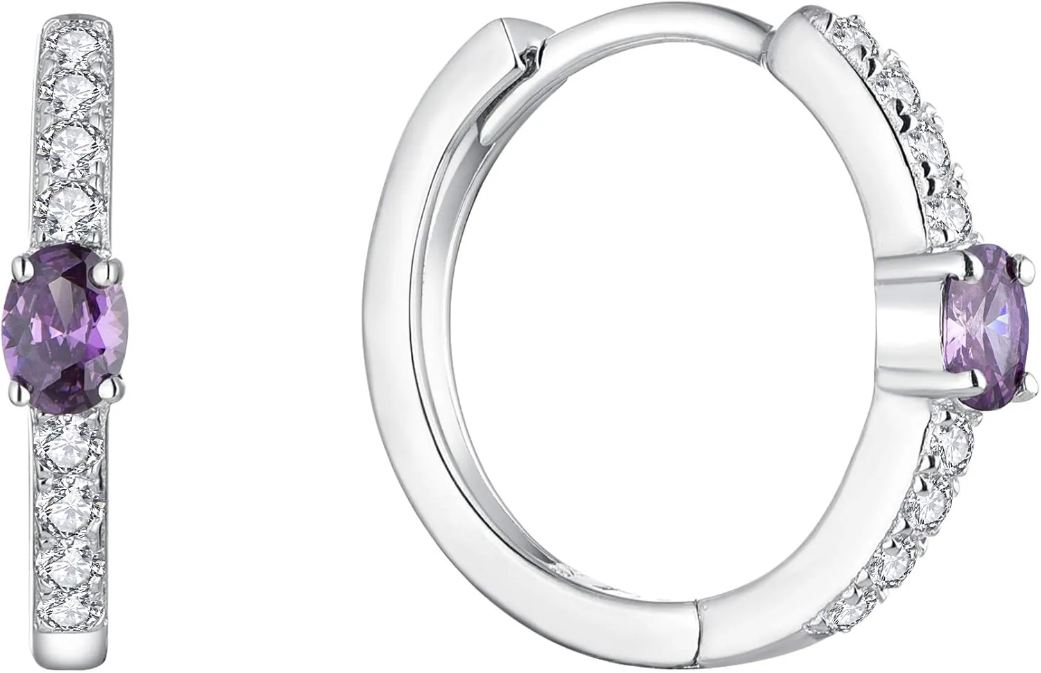JO WISDOM Hoop Earrings,925 Sterling Silver AAA Cubic Zironia Hoop Earrings with White Gold Plated,Jewelry for Women