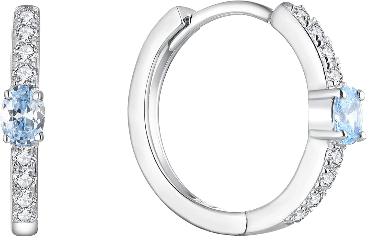 JO WISDOM Hoop Earrings,925 Sterling Silver AAA Cubic Zironia Hoop Earrings with White Gold Plated,Jewelry for Women