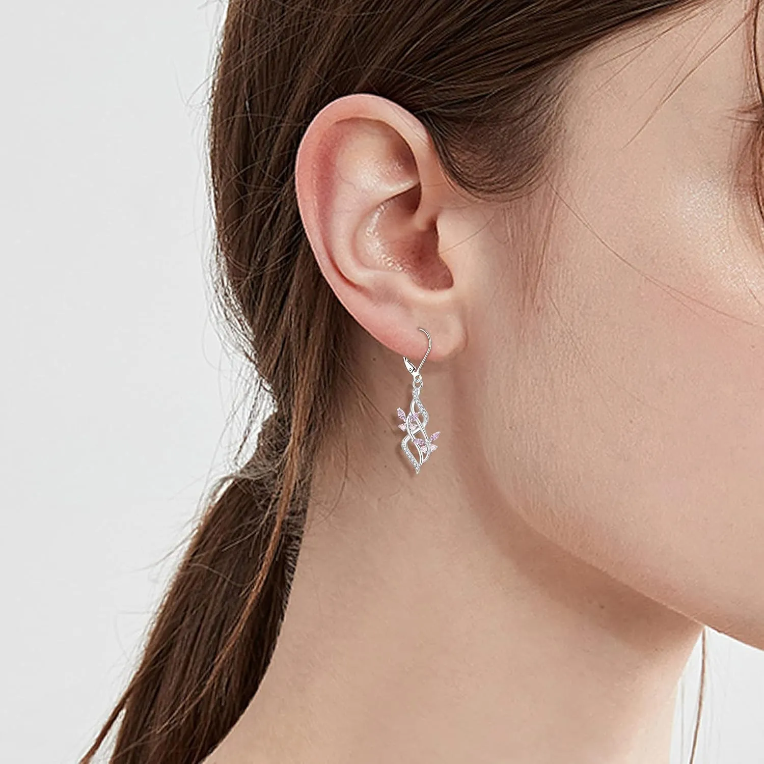 JO WISDOM Women Infinity Butterfly Earrings,925 Sterling Silver Dangle & Drop Earrings with 5A Cubic Zirconia