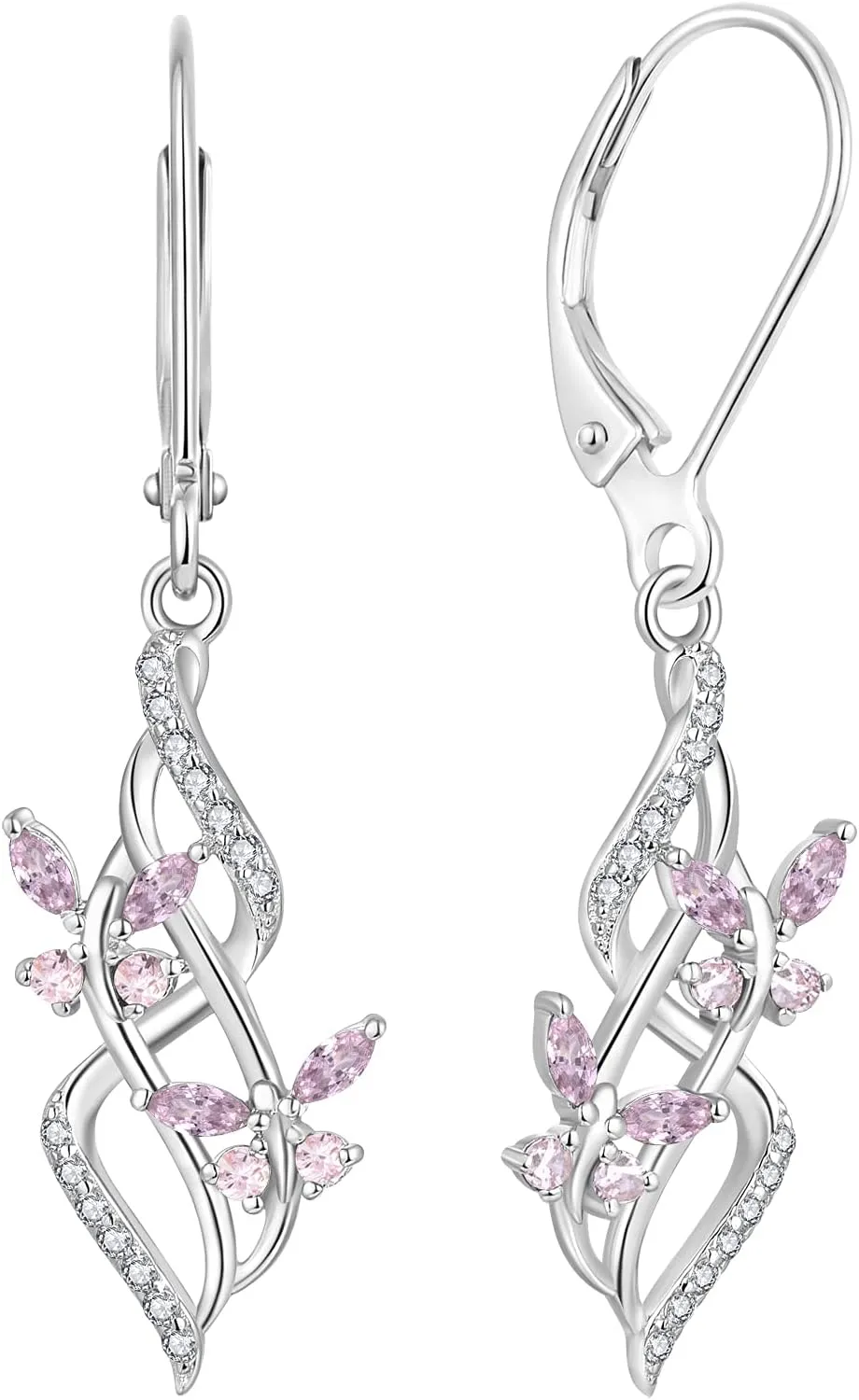 JO WISDOM Women Infinity Butterfly Earrings,925 Sterling Silver Dangle & Drop Earrings with 5A Cubic Zirconia