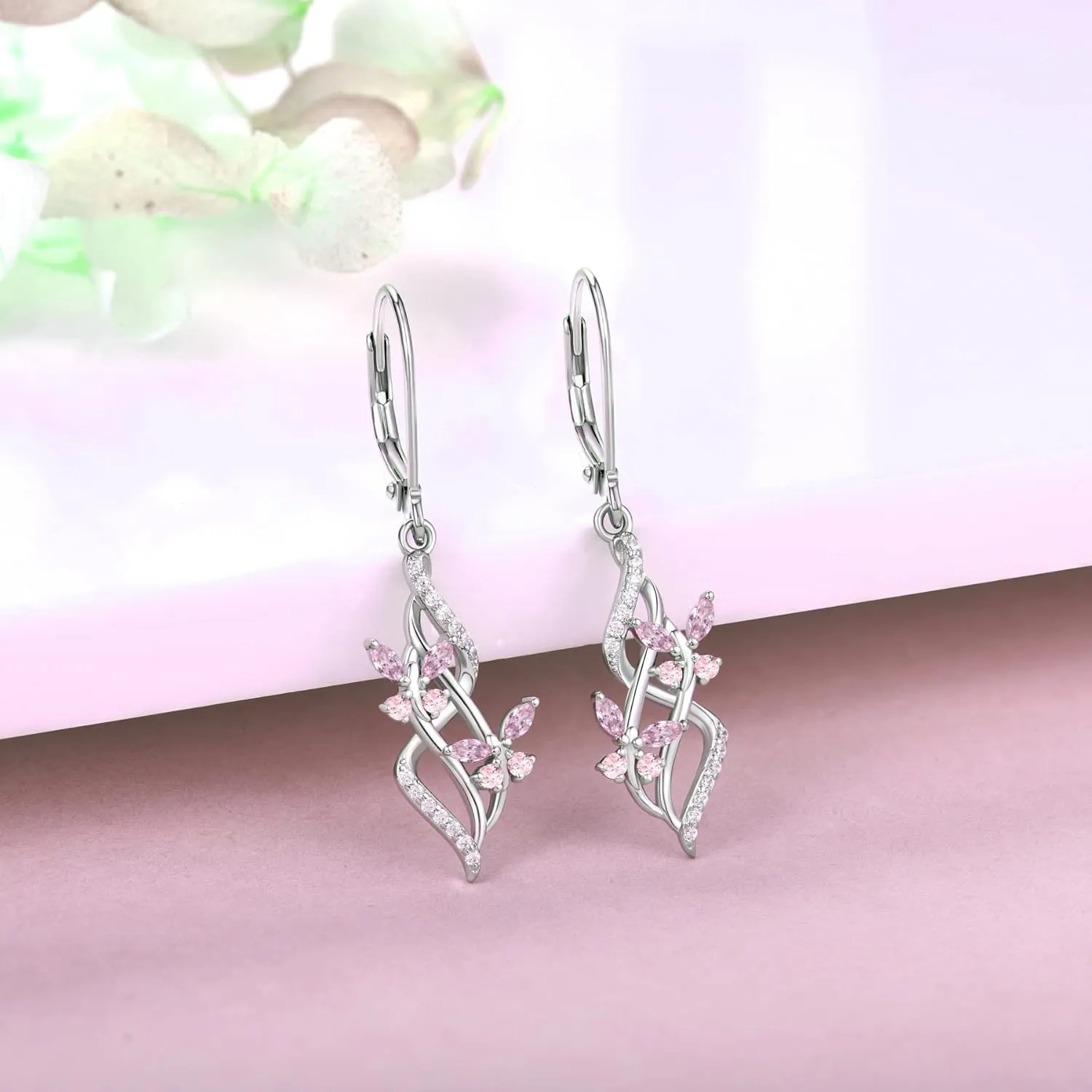 JO WISDOM Women Infinity Butterfly Earrings,925 Sterling Silver Dangle & Drop Earrings with 5A Cubic Zirconia