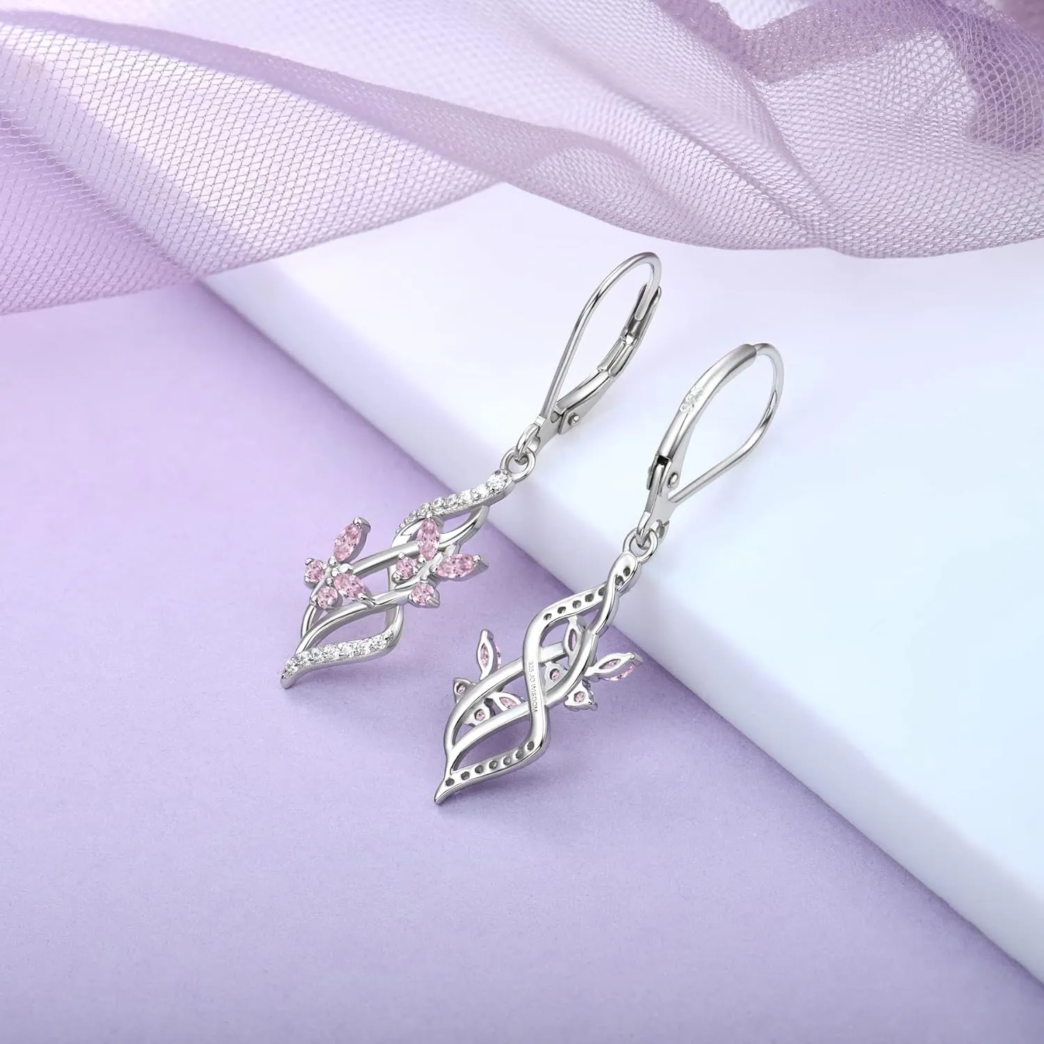 JO WISDOM Women Infinity Butterfly Earrings,925 Sterling Silver Dangle & Drop Earrings with 5A Cubic Zirconia