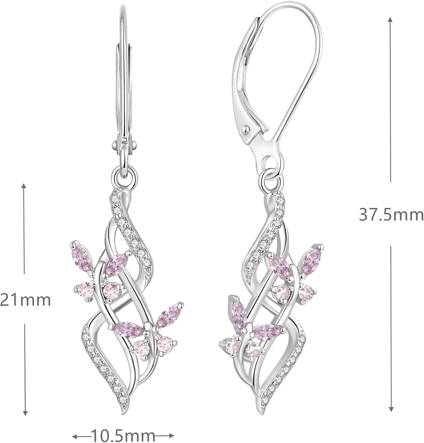JO WISDOM Women Infinity Butterfly Earrings,925 Sterling Silver Dangle & Drop Earrings with 5A Cubic Zirconia
