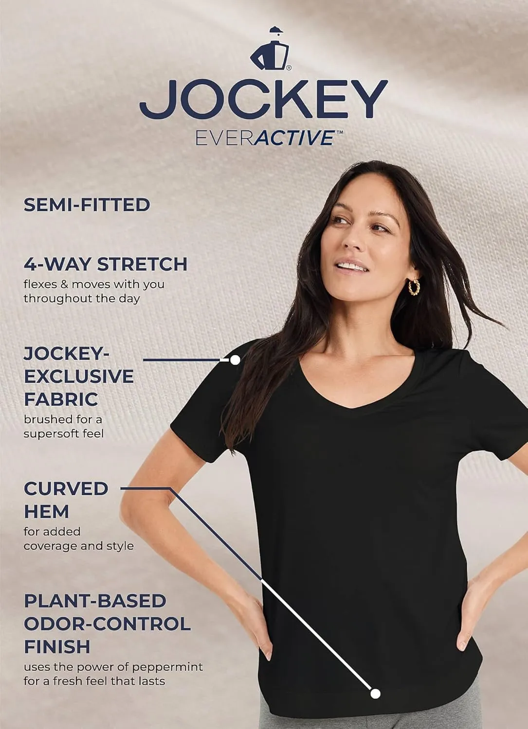 Jockey Women's Activewear EVERACTIVE V-Neck Tee