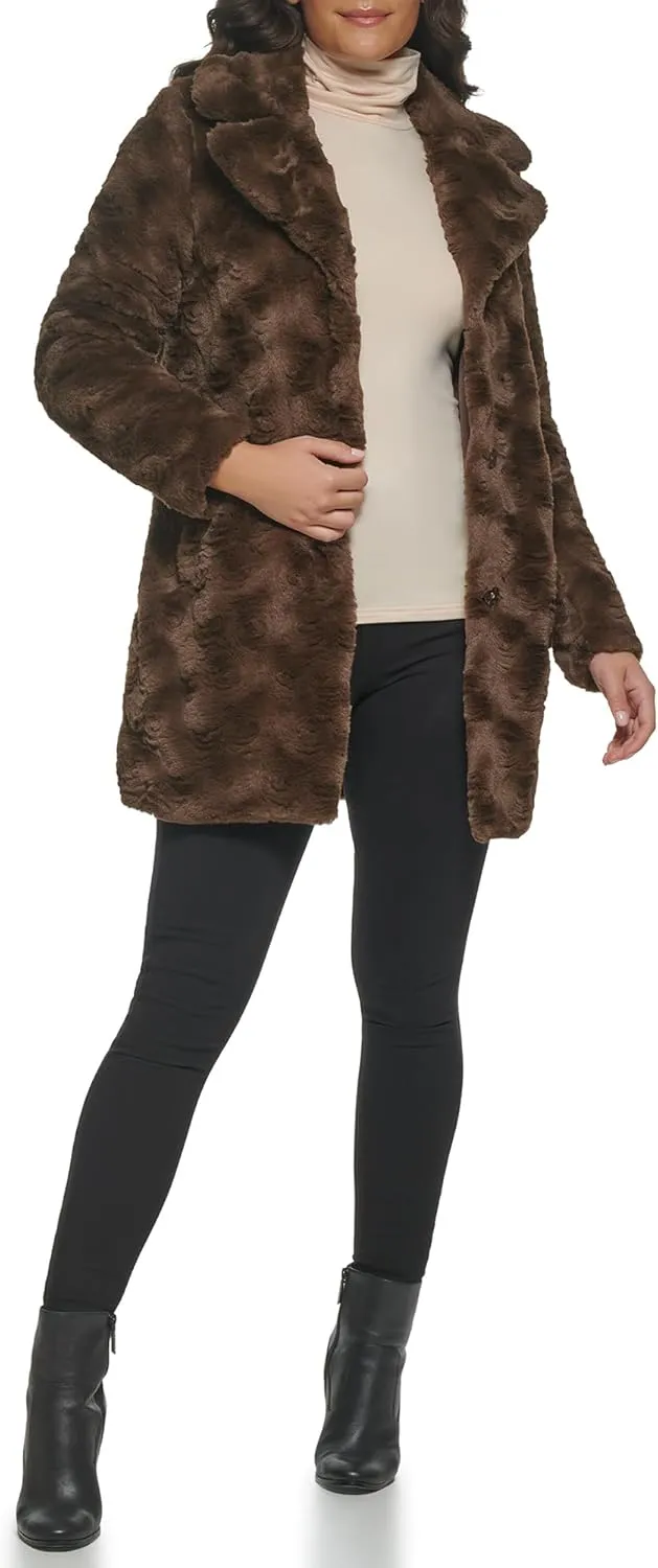 Kenneth Cole Women's Classic Mink Style Faux Fur Coat