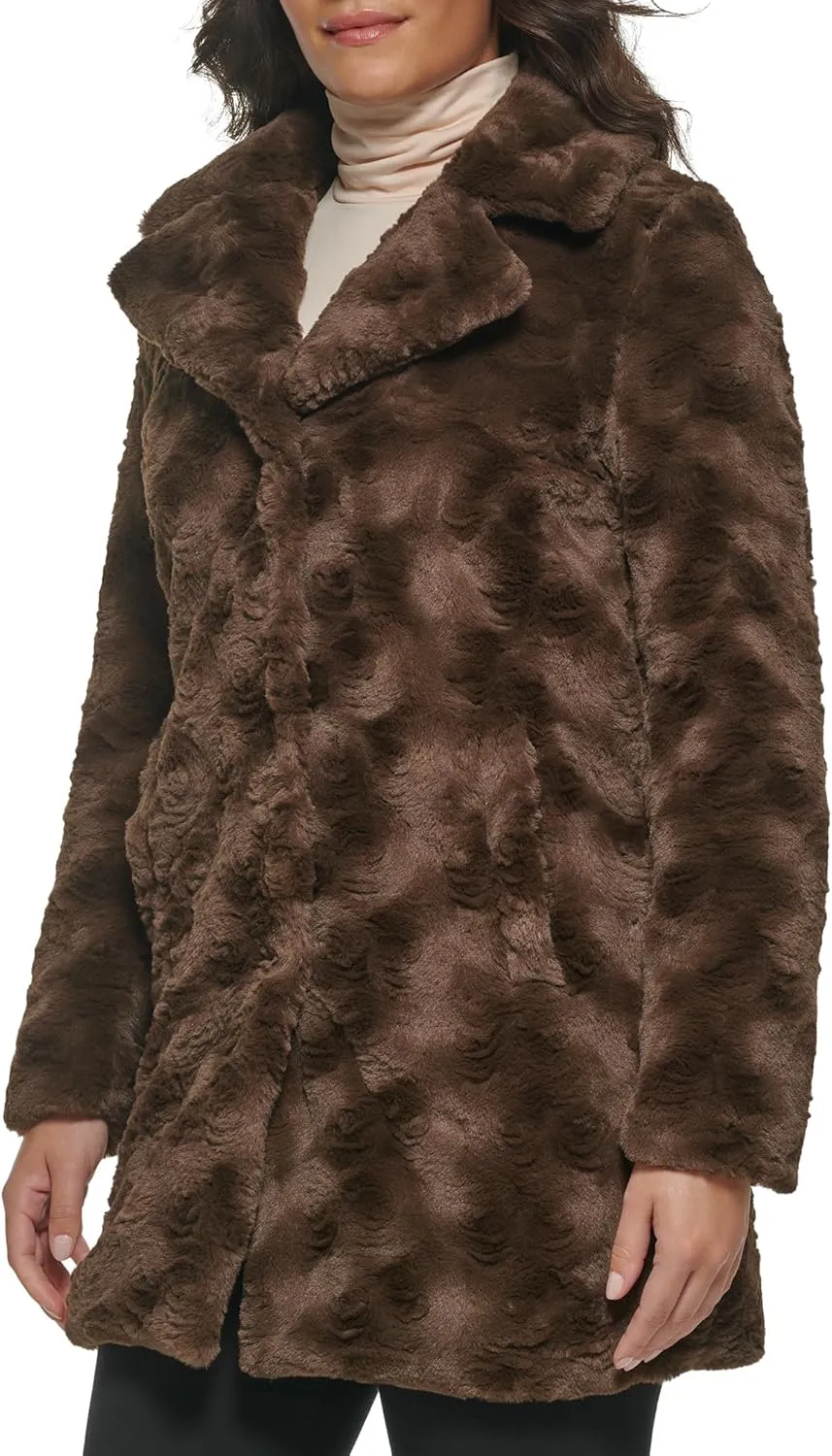 Kenneth Cole Women's Classic Mink Style Faux Fur Coat