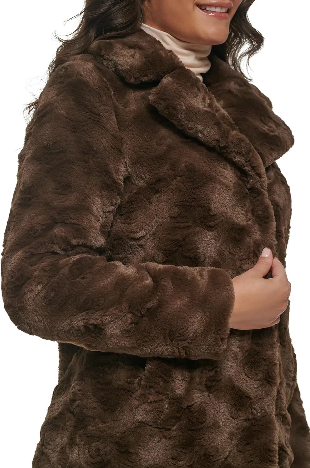 Kenneth Cole Women's Classic Mink Style Faux Fur Coat