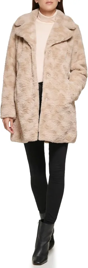 Kenneth Cole Women's Classic Mink Style Faux Fur Coat