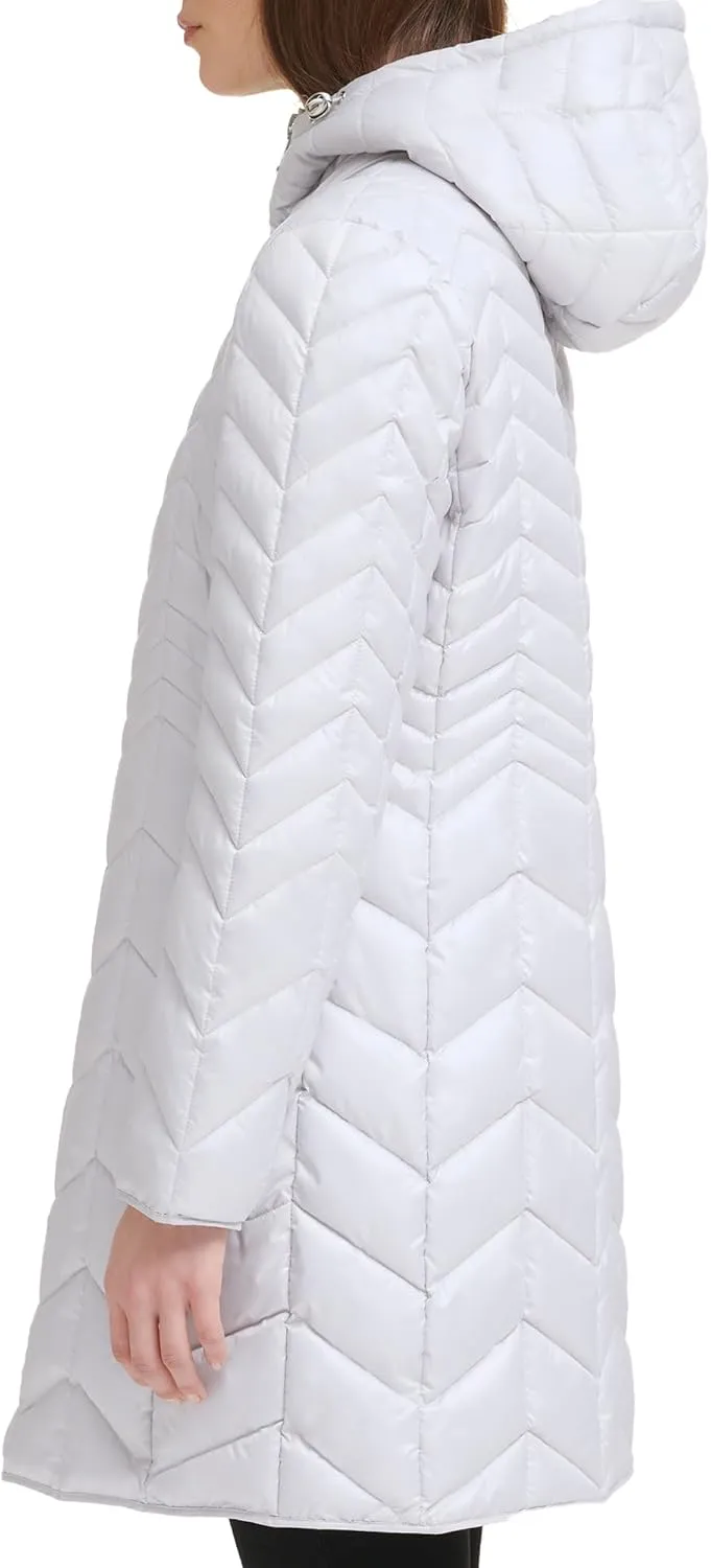 Kenneth Cole Women's Mixed Quilted Down Alternative Puffer Coat