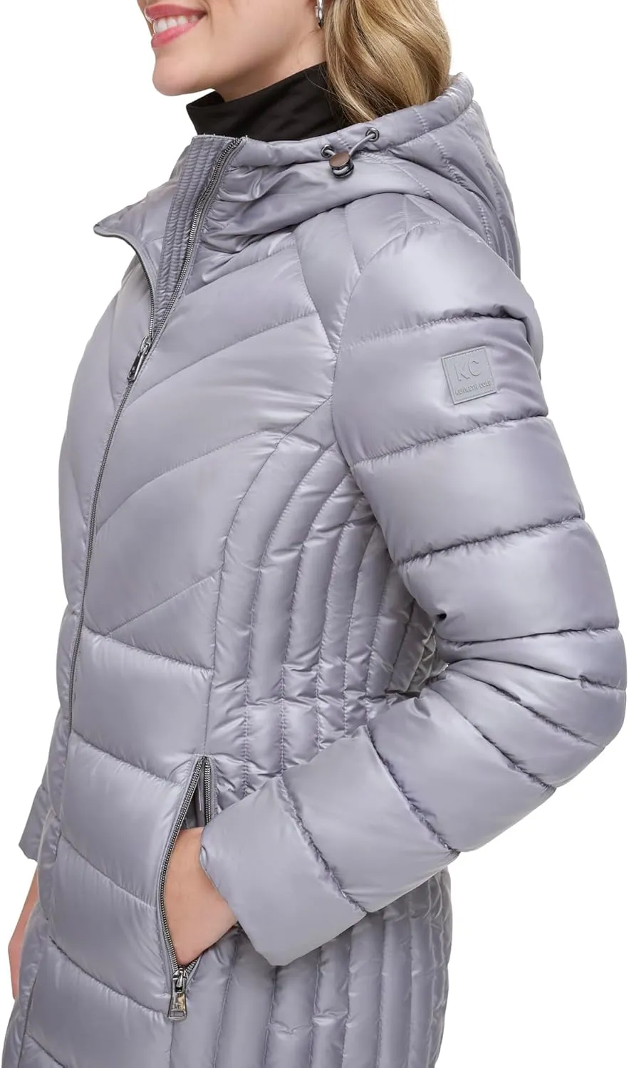 Kenneth Cole Women's Mixed Quilted Down Alternative Puffer Coat