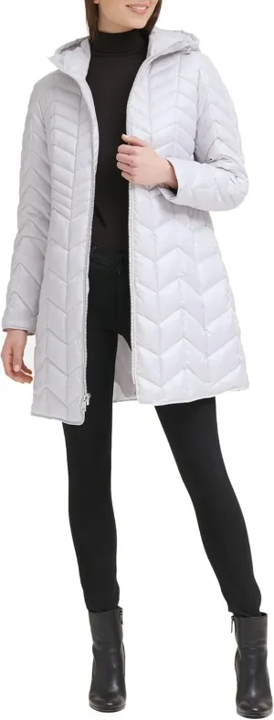 Kenneth Cole Women's Mixed Quilted Down Alternative Puffer Coat