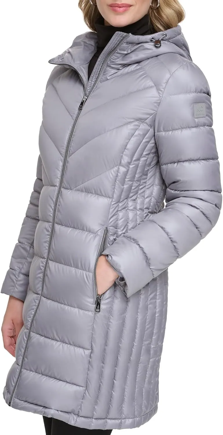 Kenneth Cole Women's Mixed Quilted Down Alternative Puffer Coat