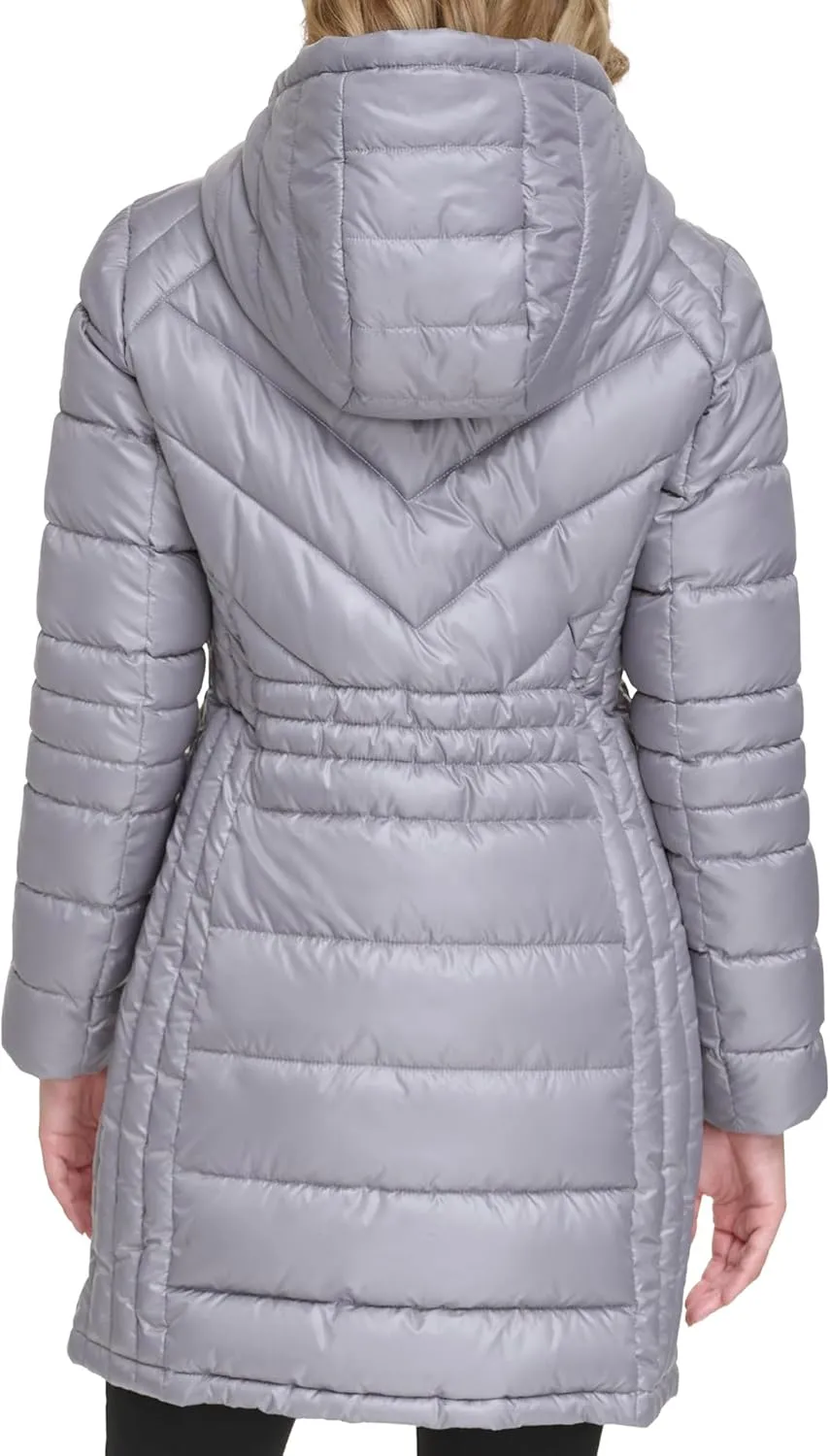 Kenneth Cole Women's Mixed Quilted Down Alternative Puffer Coat