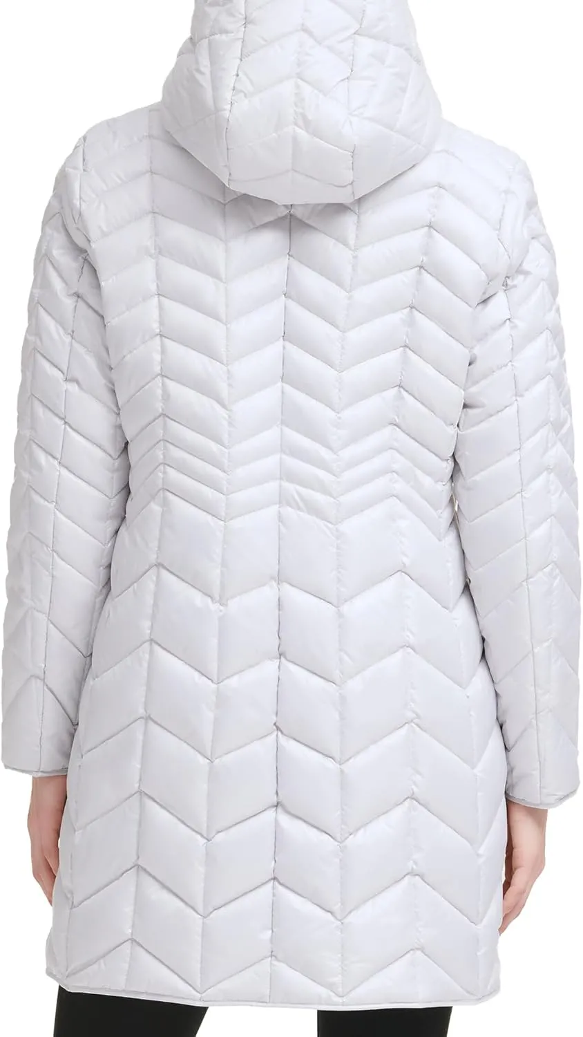 Kenneth Cole Women's Mixed Quilted Down Alternative Puffer Coat