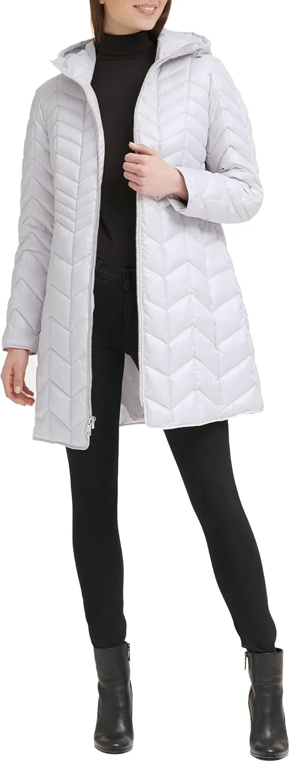 Kenneth Cole Women's Mixed Quilted Down Alternative Puffer Coat