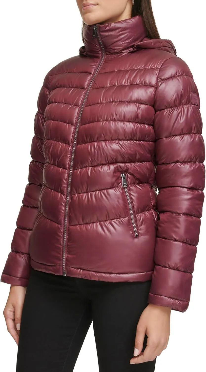 Kenneth Cole Women's Solid Hooded Puffer Jacket