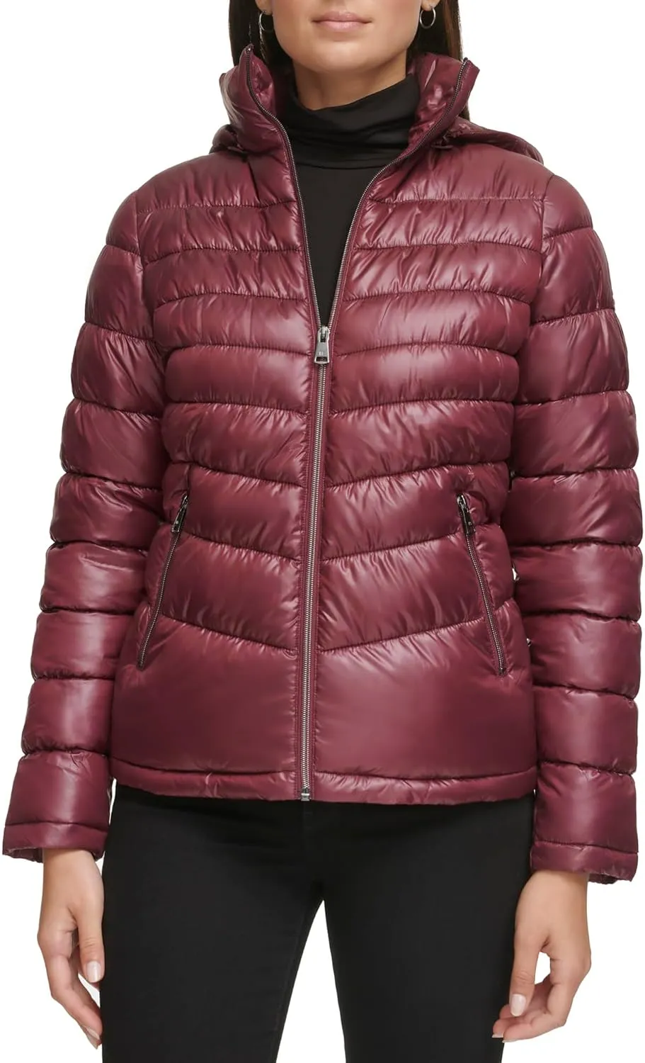 Kenneth Cole Women's Solid Hooded Puffer Jacket